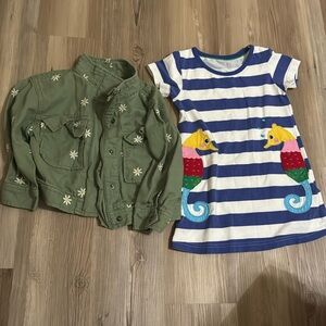 Toddler girl outfit Gap jacket flowers jacket and colorful dress